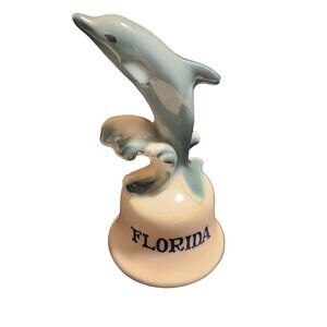 Dolphin Bell Florida Souvenir Vintage GF Japan Hand-Painted Figurine